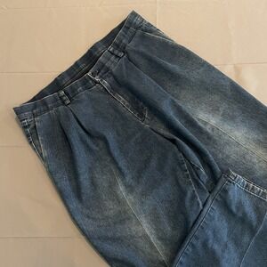 Vintage 1980s Dockers Dad Jeans 36x29 Faded Blue Pleated Denim Relaxed Fit Lived